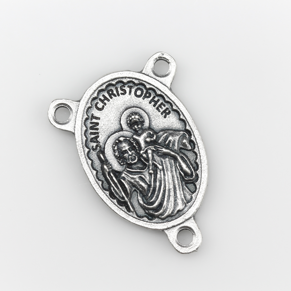 Saint Christopher Rosary Centerpiece - Travel Protection Automobile Rosary Parts