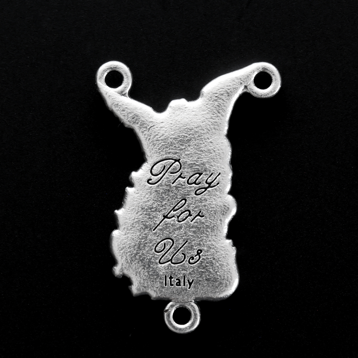 detailed die-cast St. Michael "Pray For Us' rosary centerpiece, 1-1/8" long
