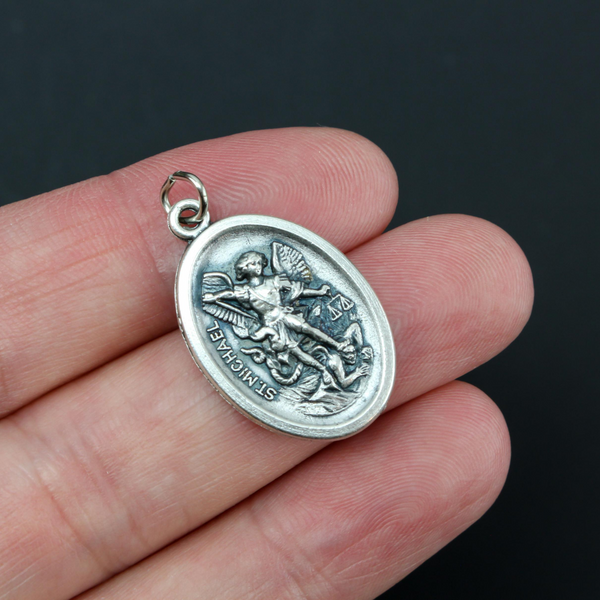 Saint Michael and Guardian Angel Medal - Patron Saint of Police Officers, First Responders, and Grocers