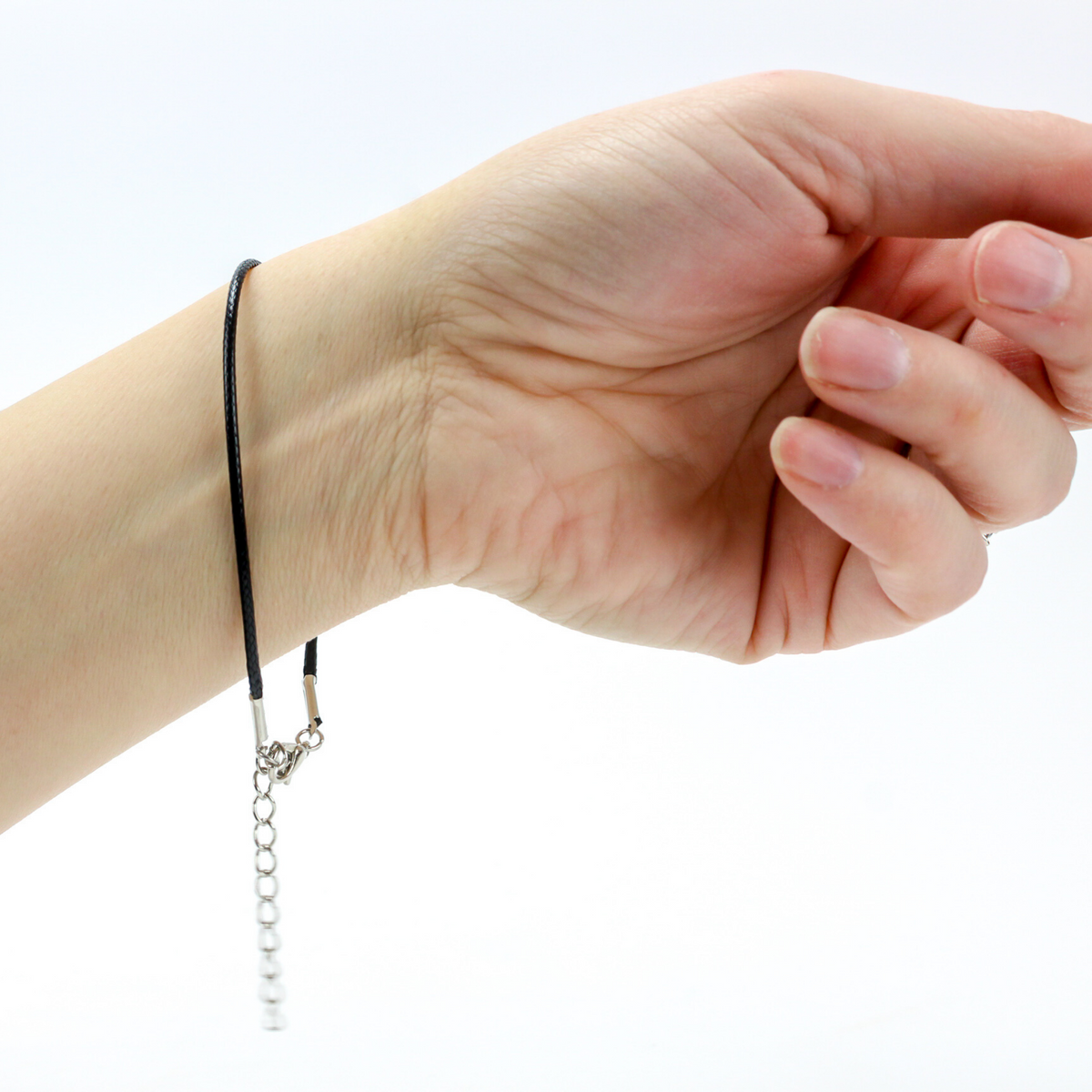 Thin black wax braided cord bracelet