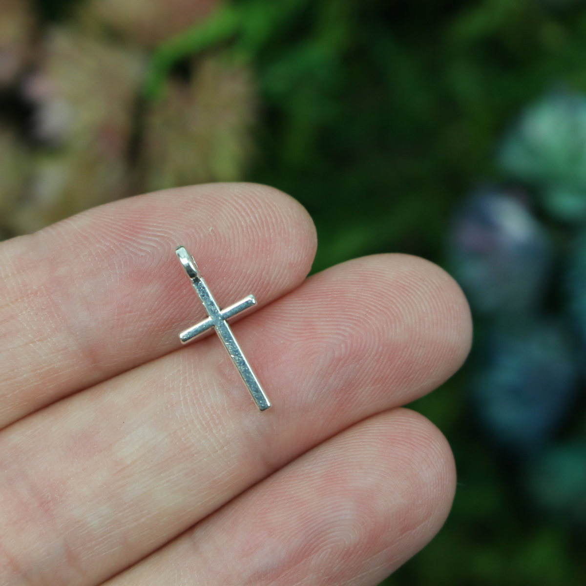 Tiny Silver Cross Charms 17mm long