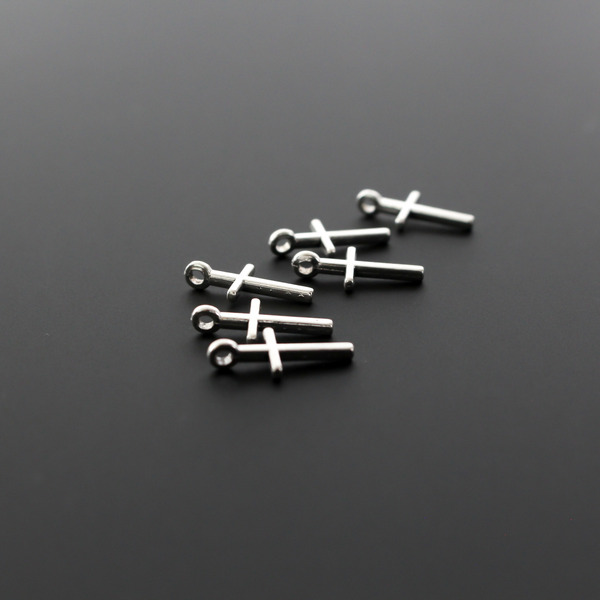 Tiny Silver Cross Charms 17mm long