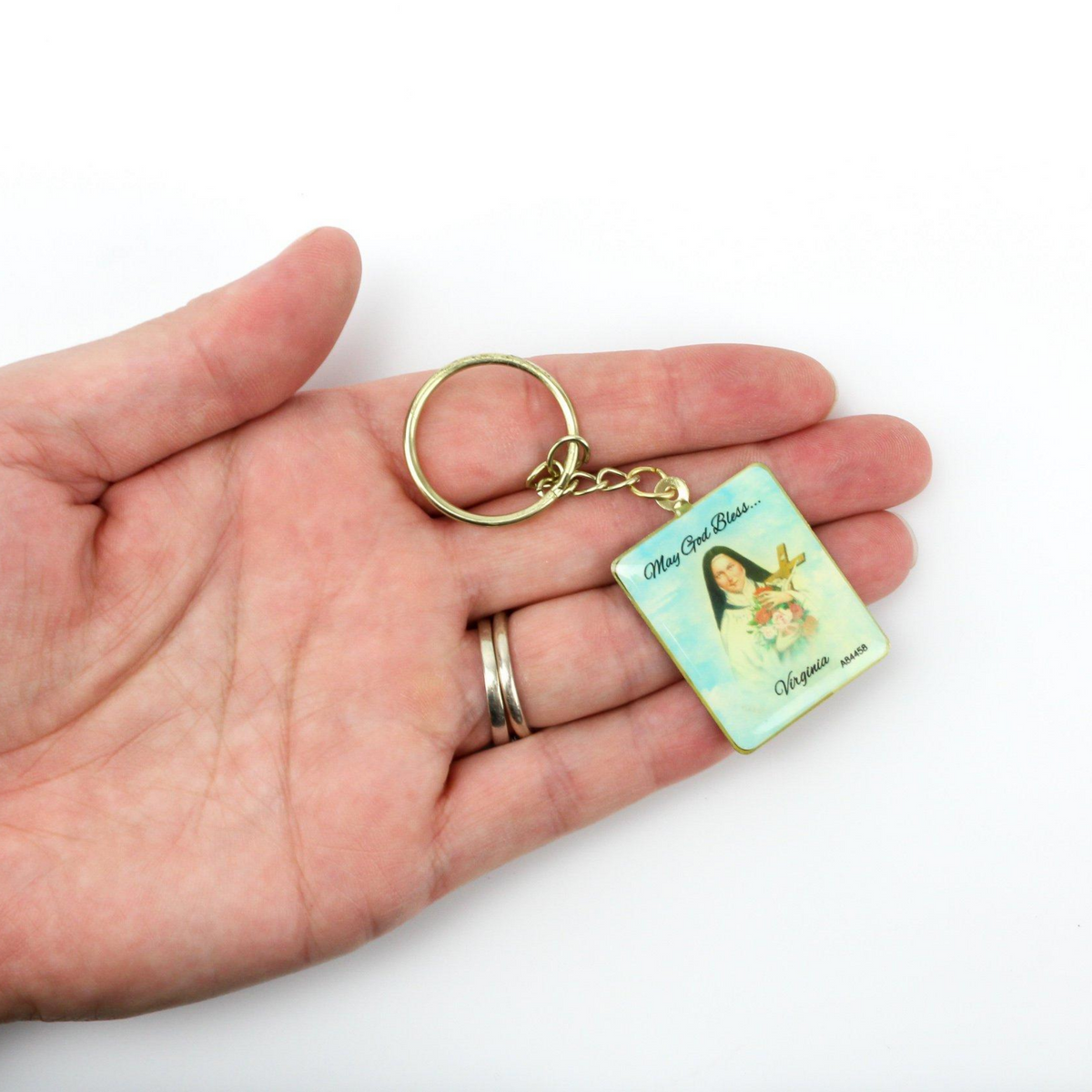 Vintage St Therese Devotional Lot - Little Flower of Jesus Relic Holy Card - Saint Thérèse of Lisieux Medal Keychain