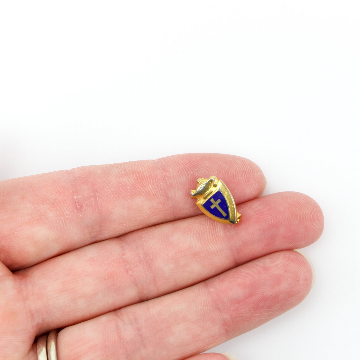 Vintage Religious School Lamp of Learning Brass Lapel Pin