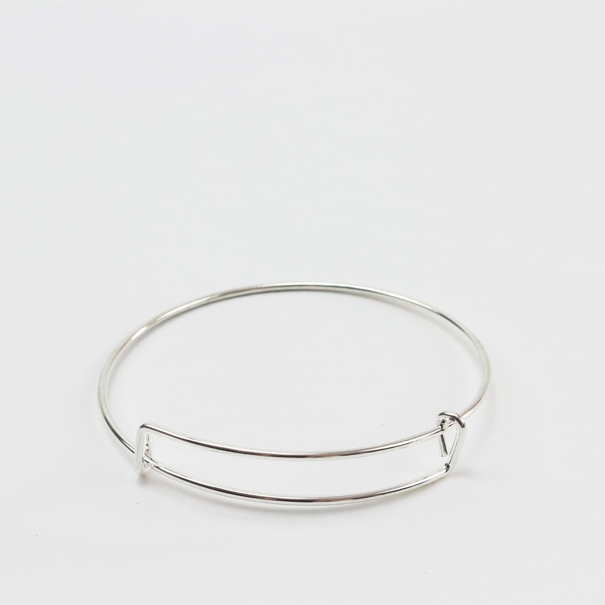 Adjustable Bangle Bracelet - Iron Silver Plated Wire Expandable 65mm