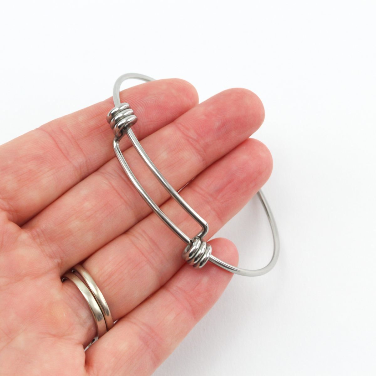 stainless steel adjustable bangle bracelet 65mm