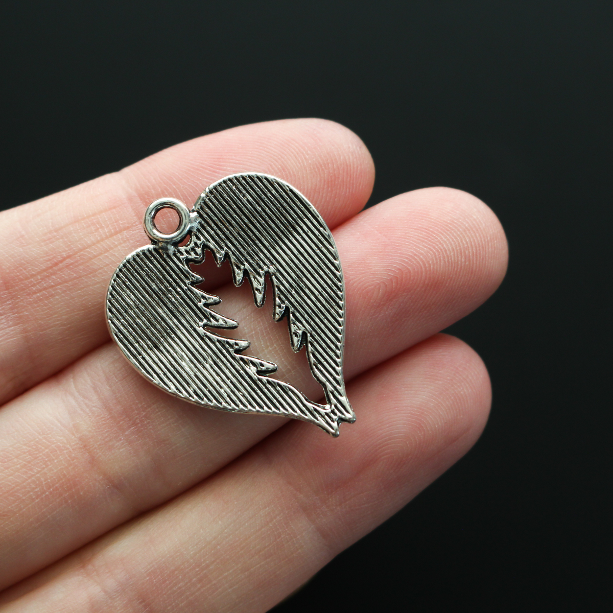 Heart Wing Charms 30mm long - Guardian Angel Wings in Heart, 10pcs