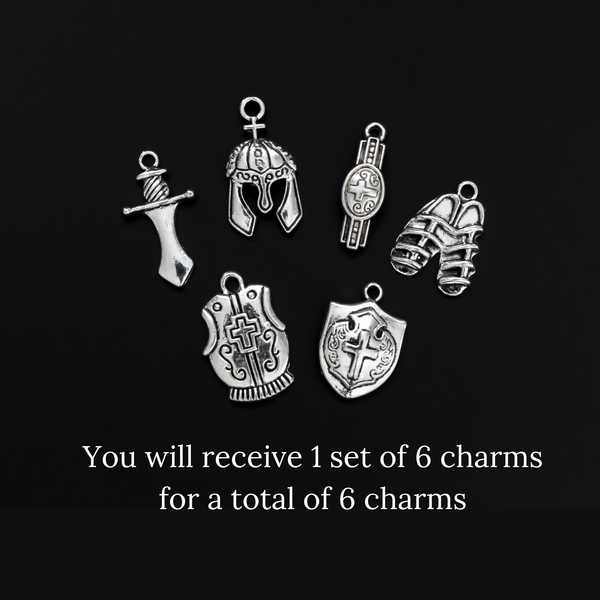 Armor of God Charm Set of 6 pieces - Ephesians 6:11 Be Strong in the Lord Spiritual Battle - 1 set