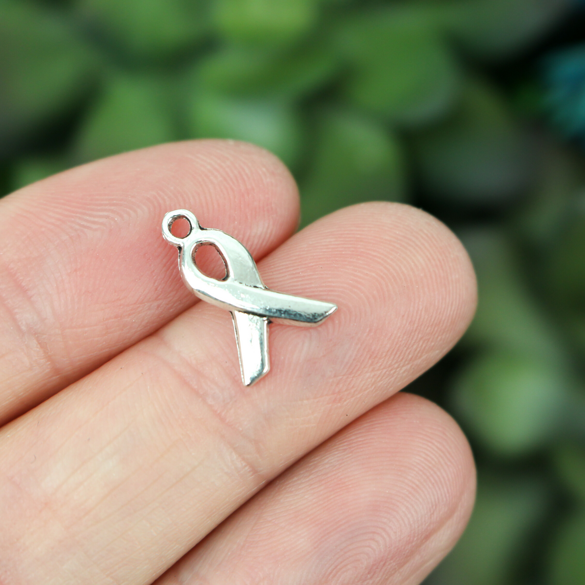 tiny silver awareness ribbon charms 25 pieces