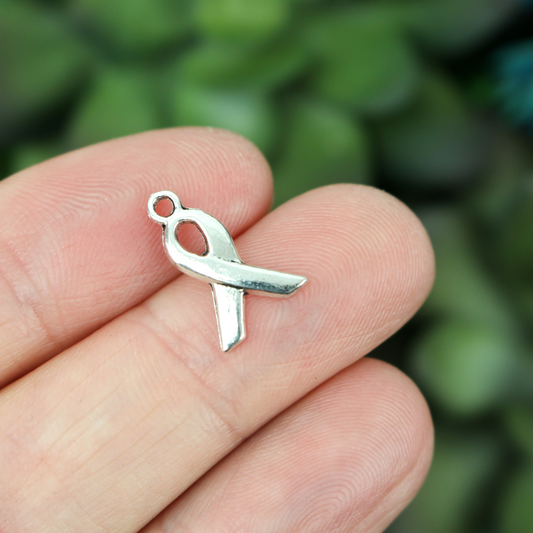 tiny silver awareness ribbon charms 25 pieces