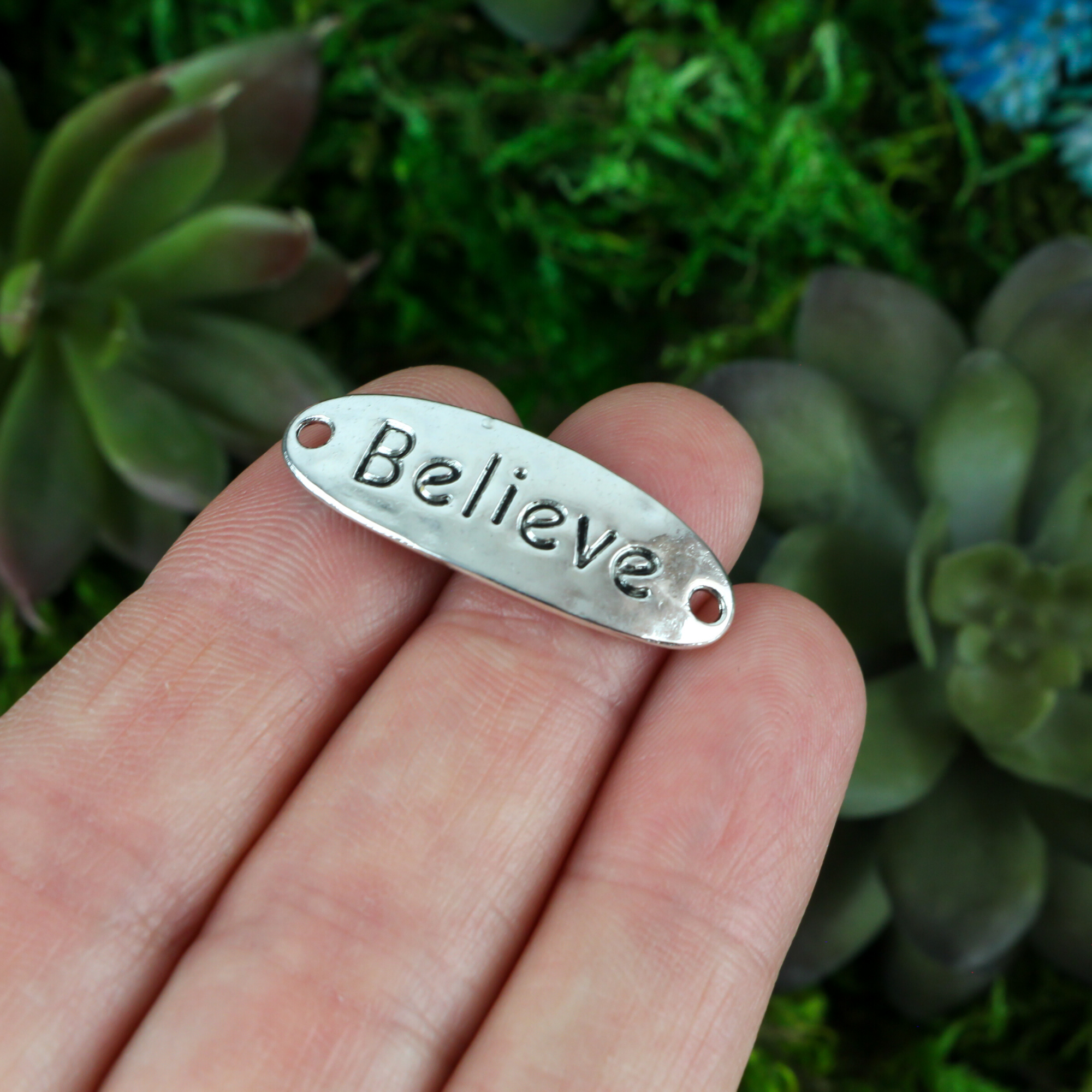 believe religious message bracelet connector charm
