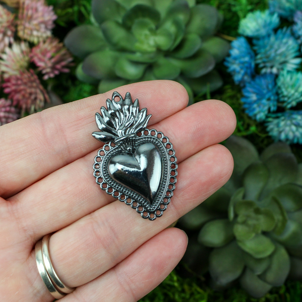 sacred heart milagro style pendant