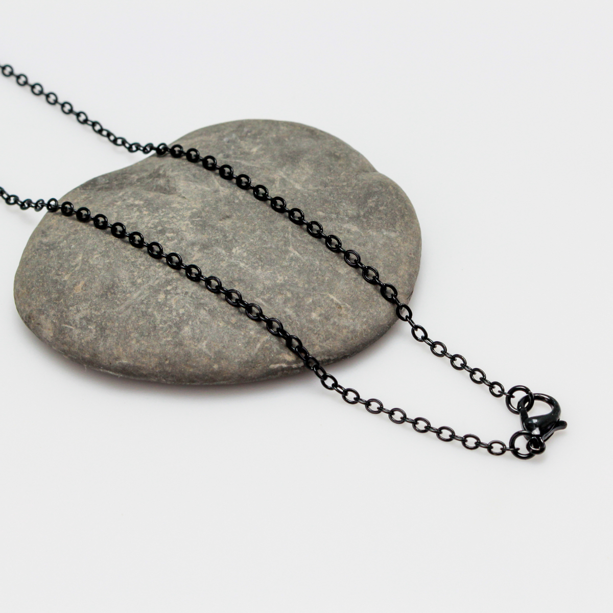 Black Necklace 24" Long Link Cable Chain with Lobster Claw Clasp