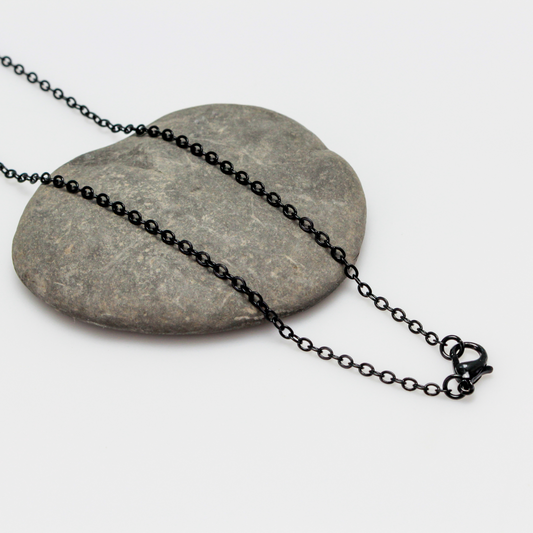 Black Necklace 24" Long Link Cable Chain with Lobster Claw Clasp