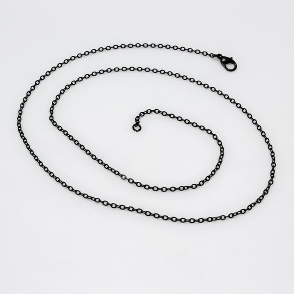 Black Necklace 24" Long Link Cable Chain with Lobster Claw Clasp
