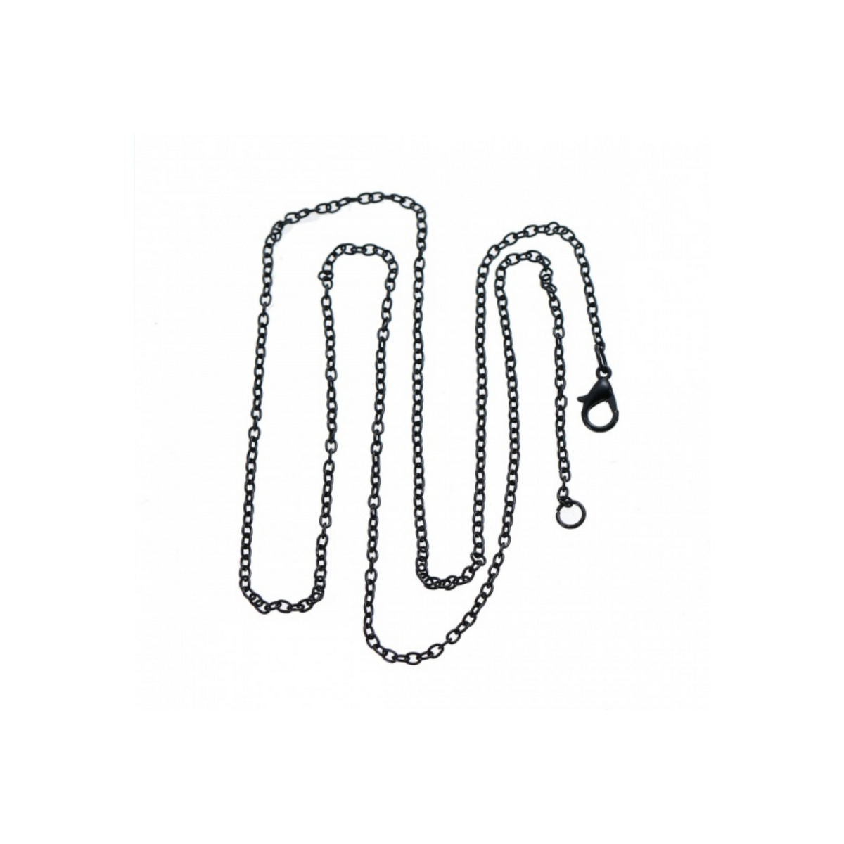 Black Necklace 24" Long Link Cable Chain with Lobster Claw Clasp