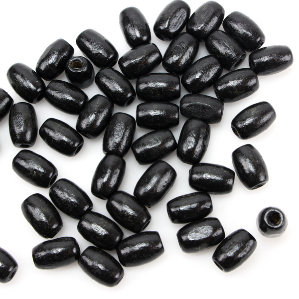 Black Wooden Beads for Rosary Making - Oval Prayer Beads 12mm x 8mm 60pcs