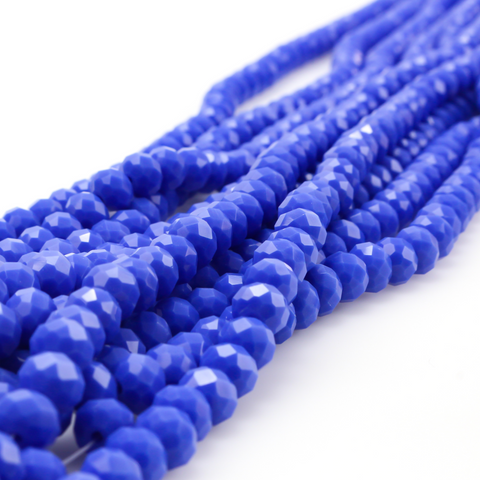 Glass faceted rondelle beads in royal blue color, 8mmx6mm - one strand is approx. 70 beads