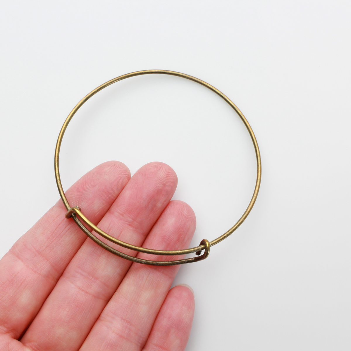 Adjustable Bangle Bracelet - Antiqued Bronze Wire Expandable 67mm