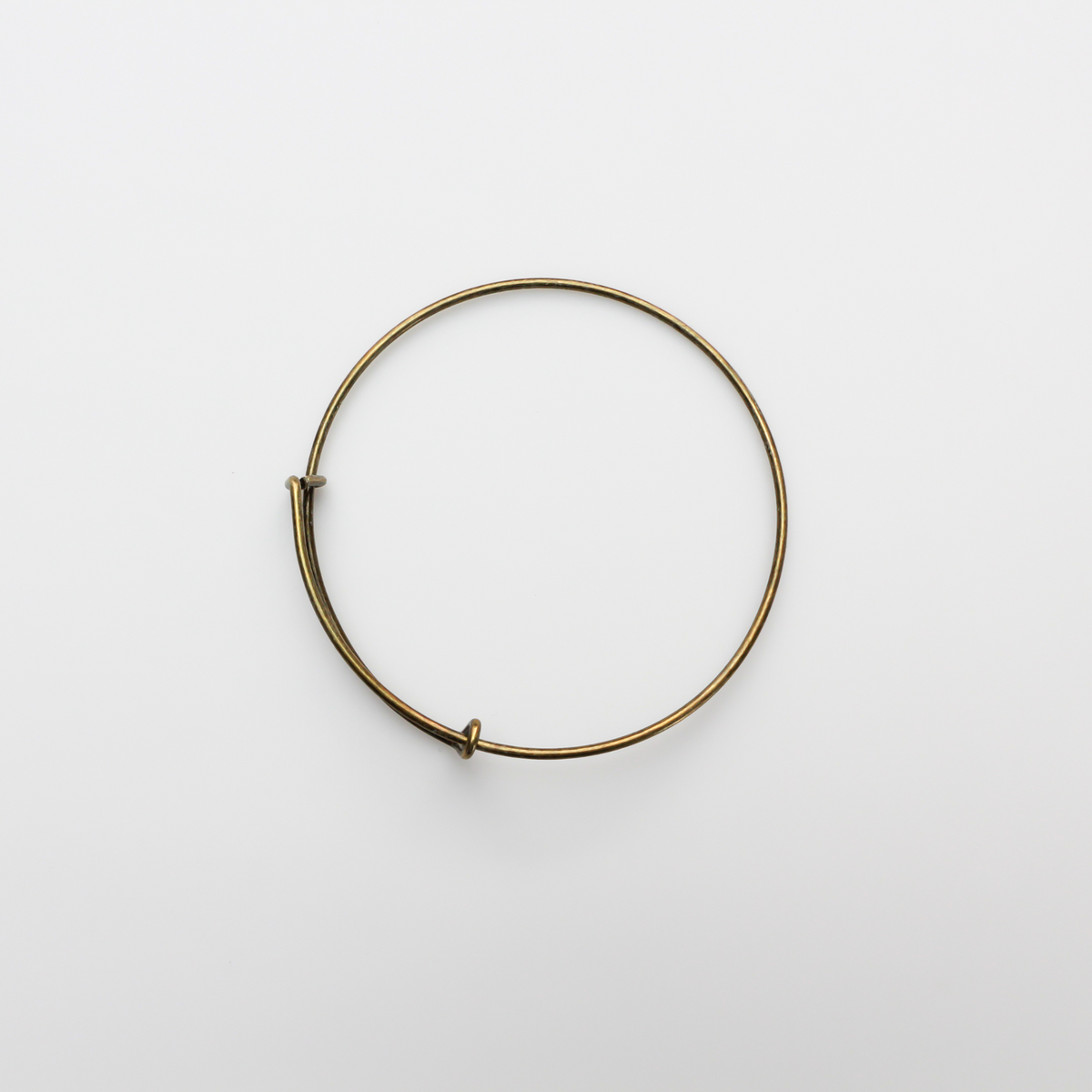 Adjustable Bangle Bracelet - Antiqued Bronze Wire Expandable 67mm