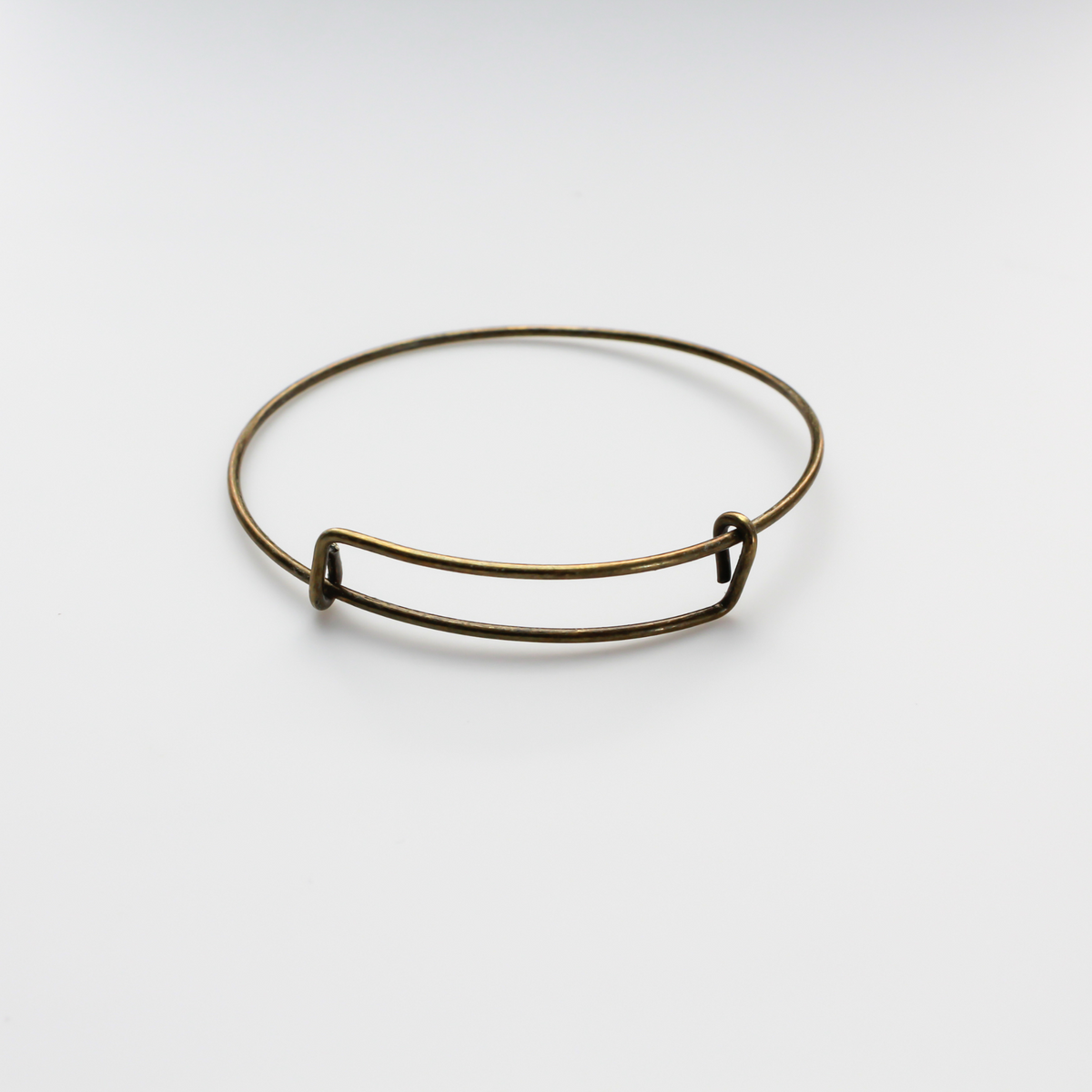Adjustable Bangle Bracelet - Antiqued Bronze Wire Expandable 67mm