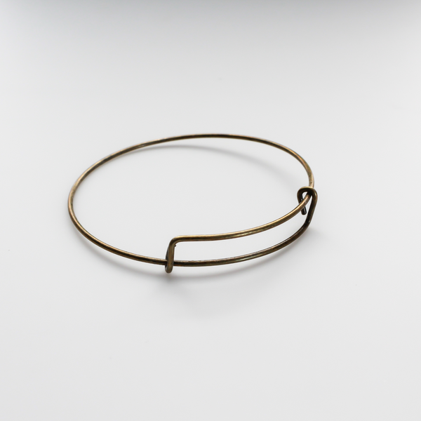 Adjustable Bangle Bracelet - Antiqued Bronze Wire Expandable 67mm