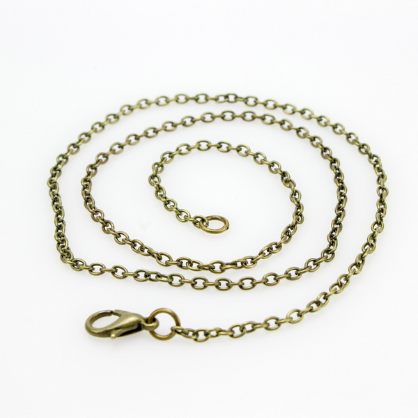 Iron Based Alloy Link Cable Chain Necklace Antique Bronze Color - 18" Long