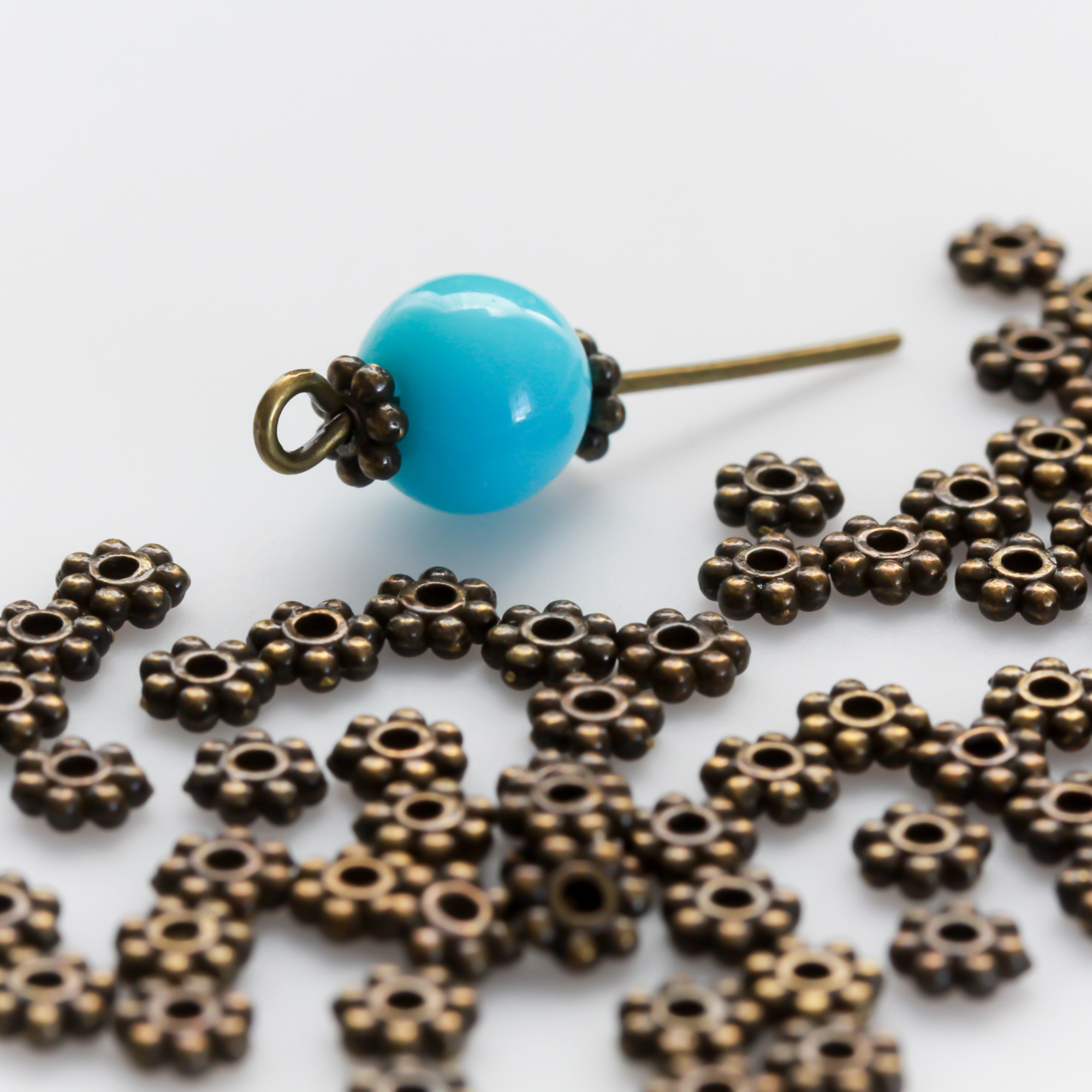 Bronze Daisy Spacer Beads 4mm diameter, 0.8mm hole - Flower Shaped Dis –  Small Devotions