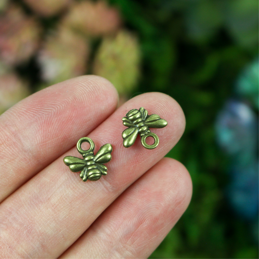 Small bronze honey bee charms for jewelry marking or craft projects