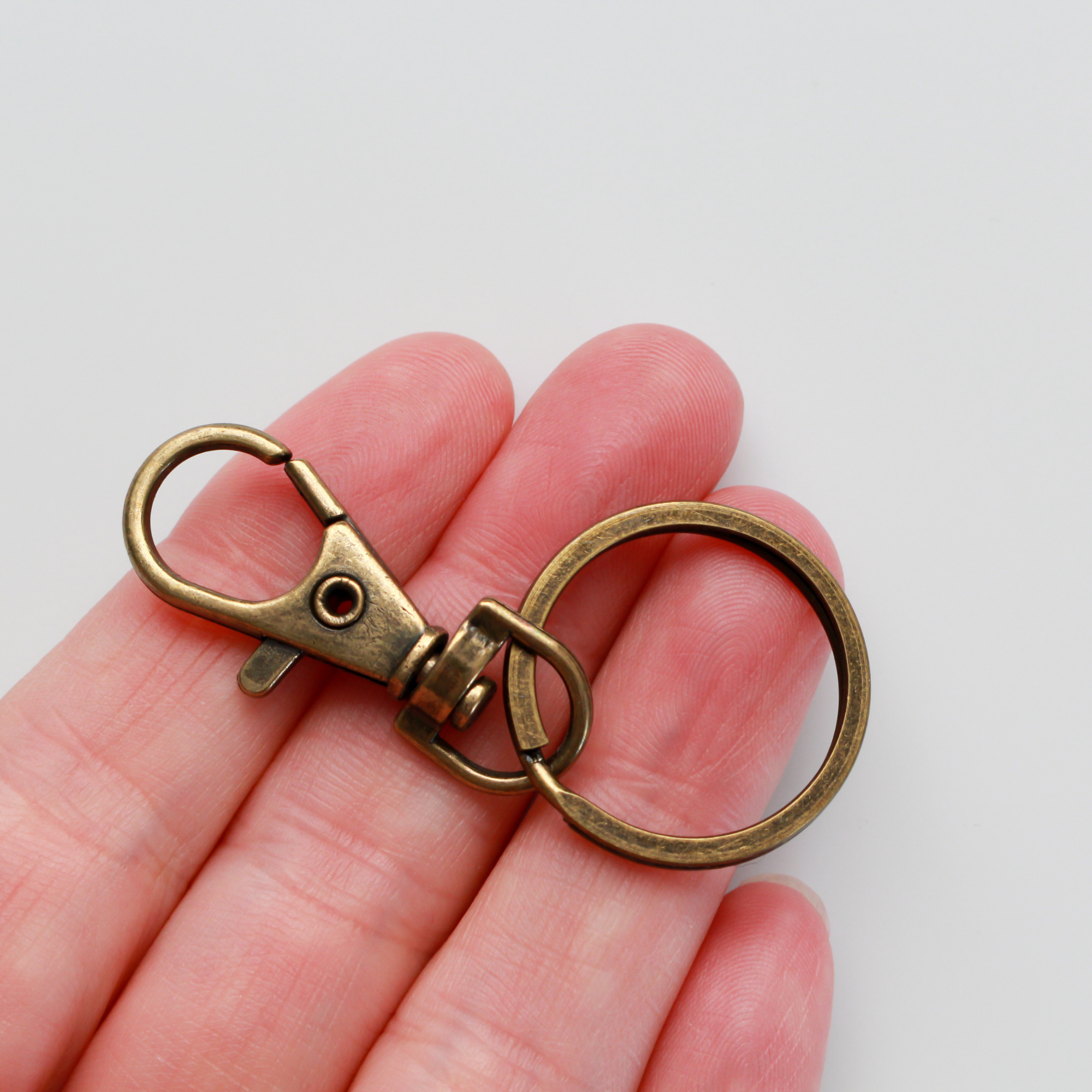 Key ring with lobster claw clasp and swivel eyelets, antique brass, 2pcs