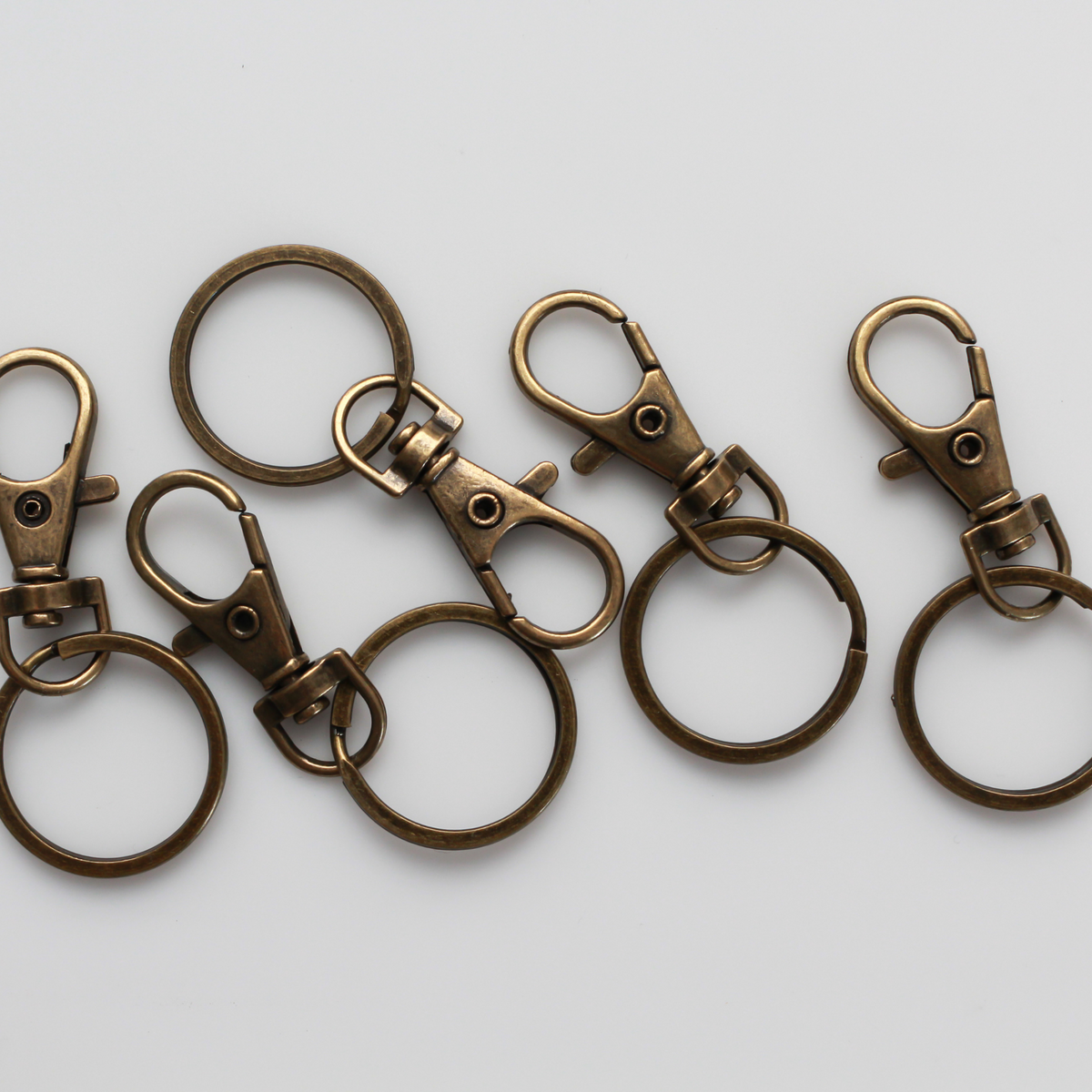 Key Ring with Swivel Lobster Claw Clasp - Antiqued Bronze Tone Keychain