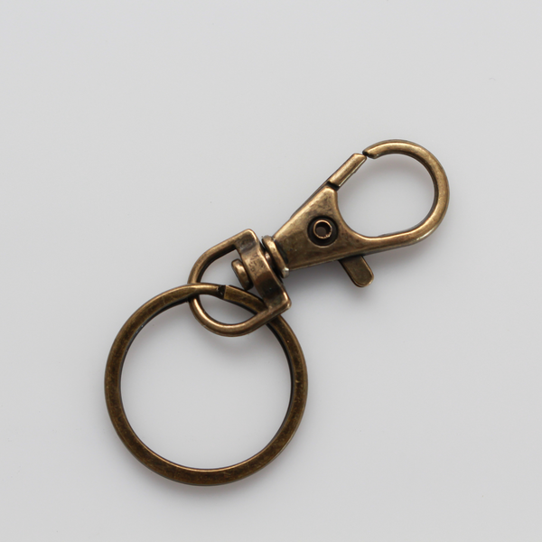 Key Ring with Swivel Lobster Claw Clasp - Antiqued Bronze Tone Keychain