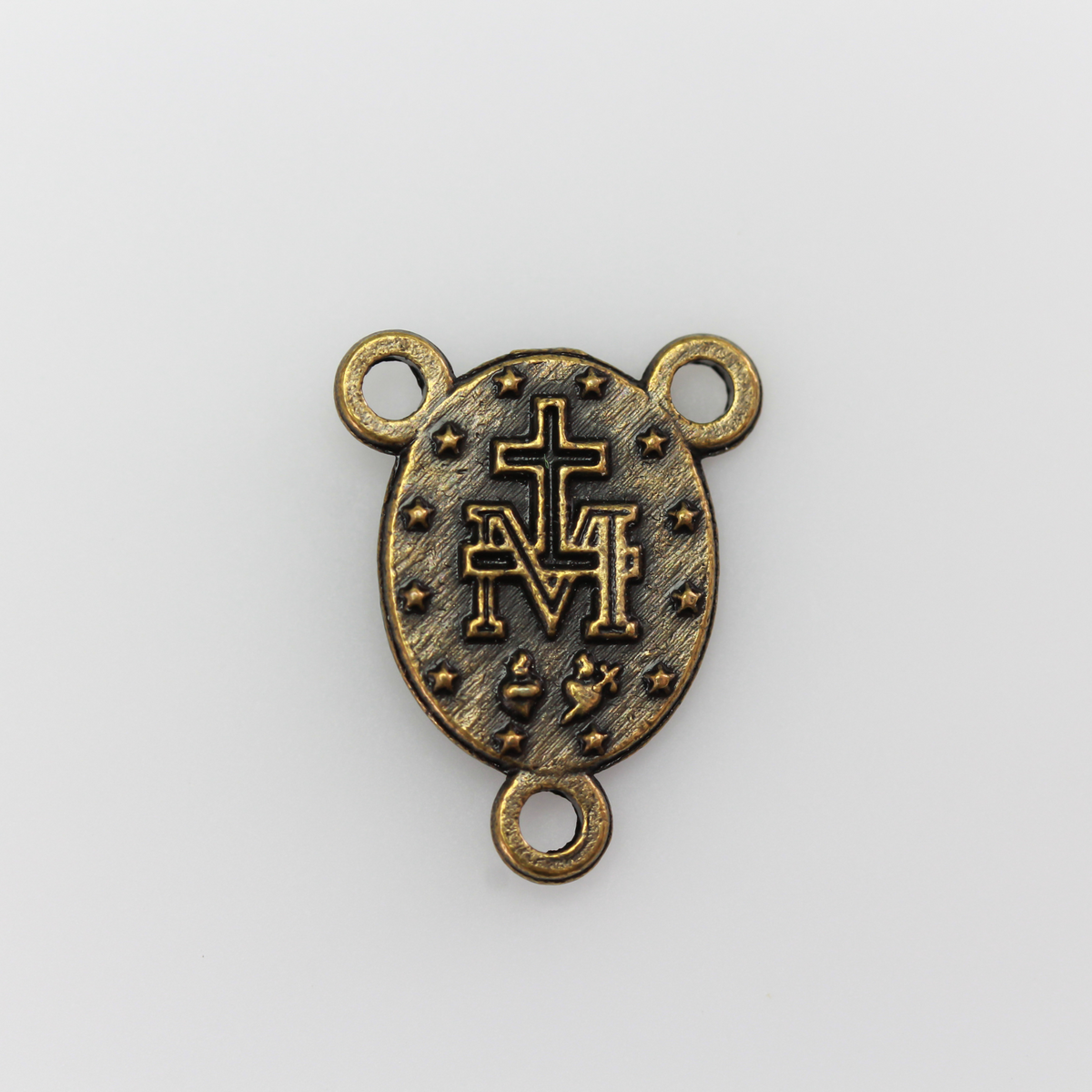 Bronze Miraculous Mary Medal Rosary Centerpiece