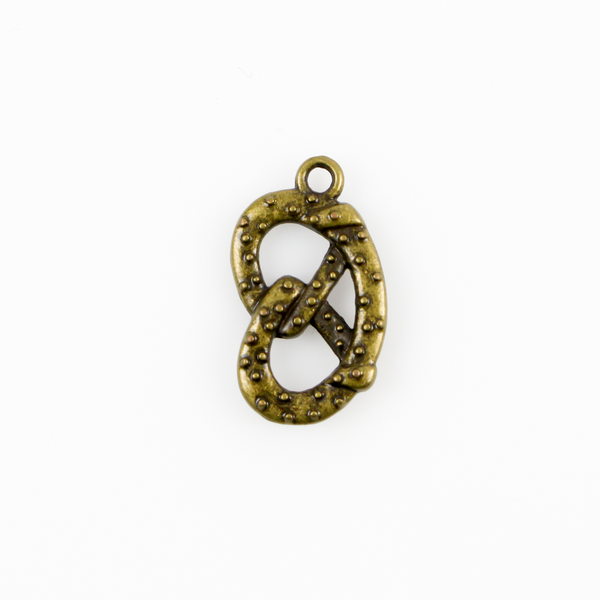 Bronze Pretzel Charms - Symbol of Prosperity, Undying Love, and Spiritual Fulfillment 22mm long - 3pcs