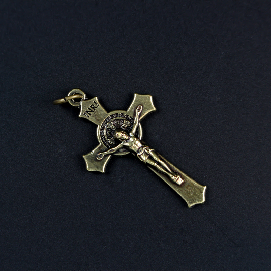 bronze saint benedict rosary crucifix cross