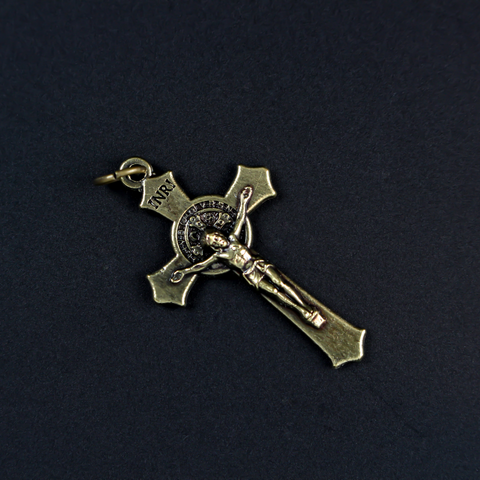 bronze saint benedict rosary crucifix cross
