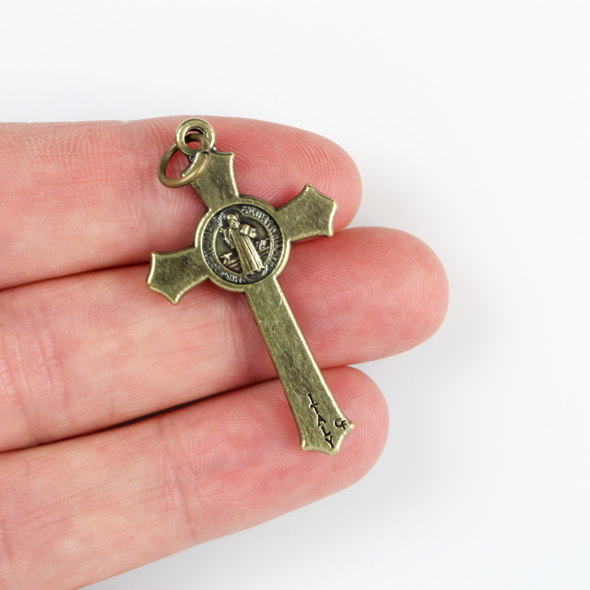 Bronze Saint Benedict Crucifix with Flared Edge 1.5" Long