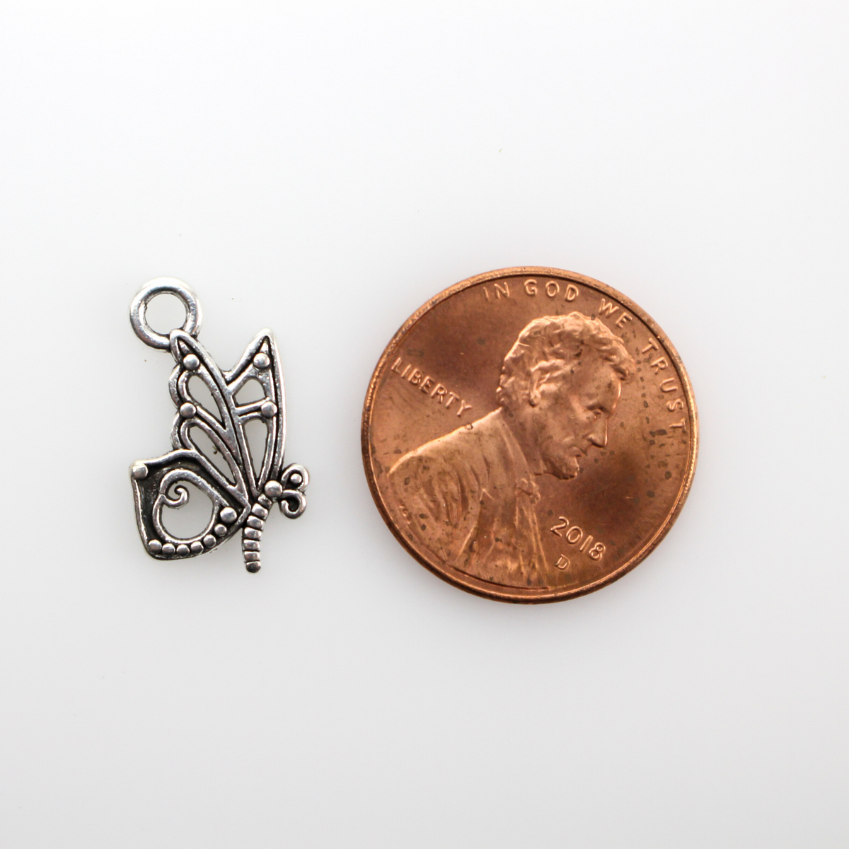 Butterfly Charms - Silver Tone Color - Symbol of Resurrection 25pcs