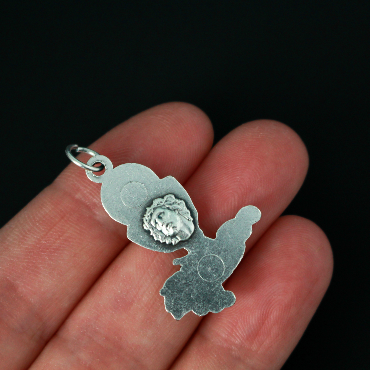 Communion Chalice charm that has the image of Jesus Ecce Homo, on the backside