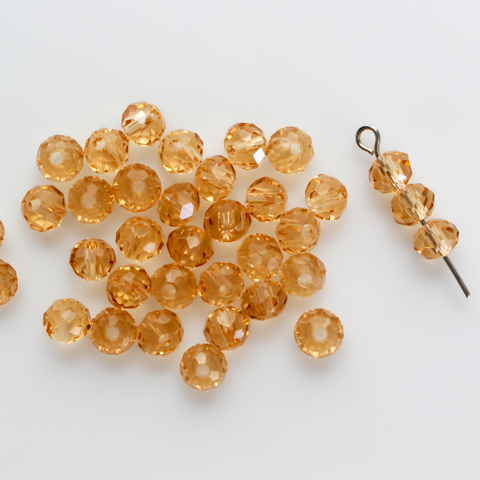 Crystal Glass Beads Gold Champagne - 6mm x 4.4mm - 60pcs