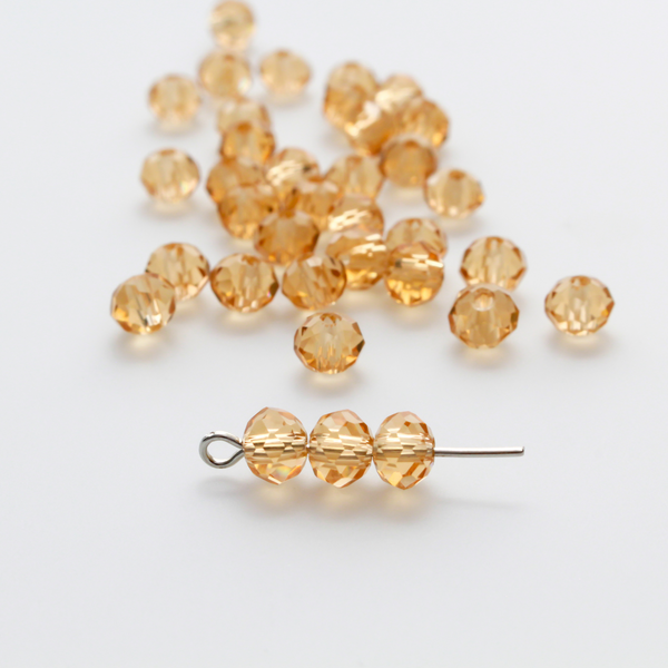 Crystal Glass Beads Gold Champagne - 6mm x 4.4mm - 60pcs