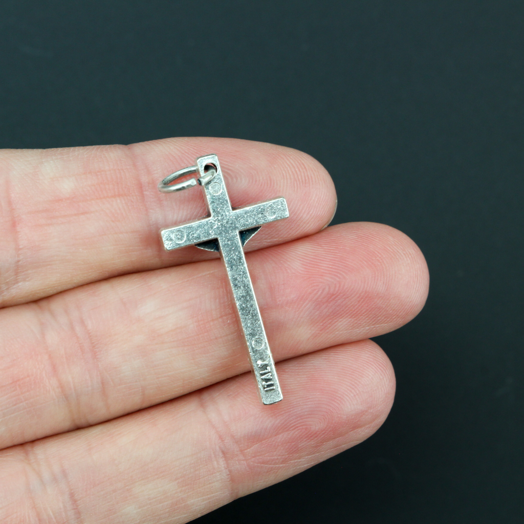 Silver Crucifix Cross for Rosary or Jewelry Making made in Italy 1
