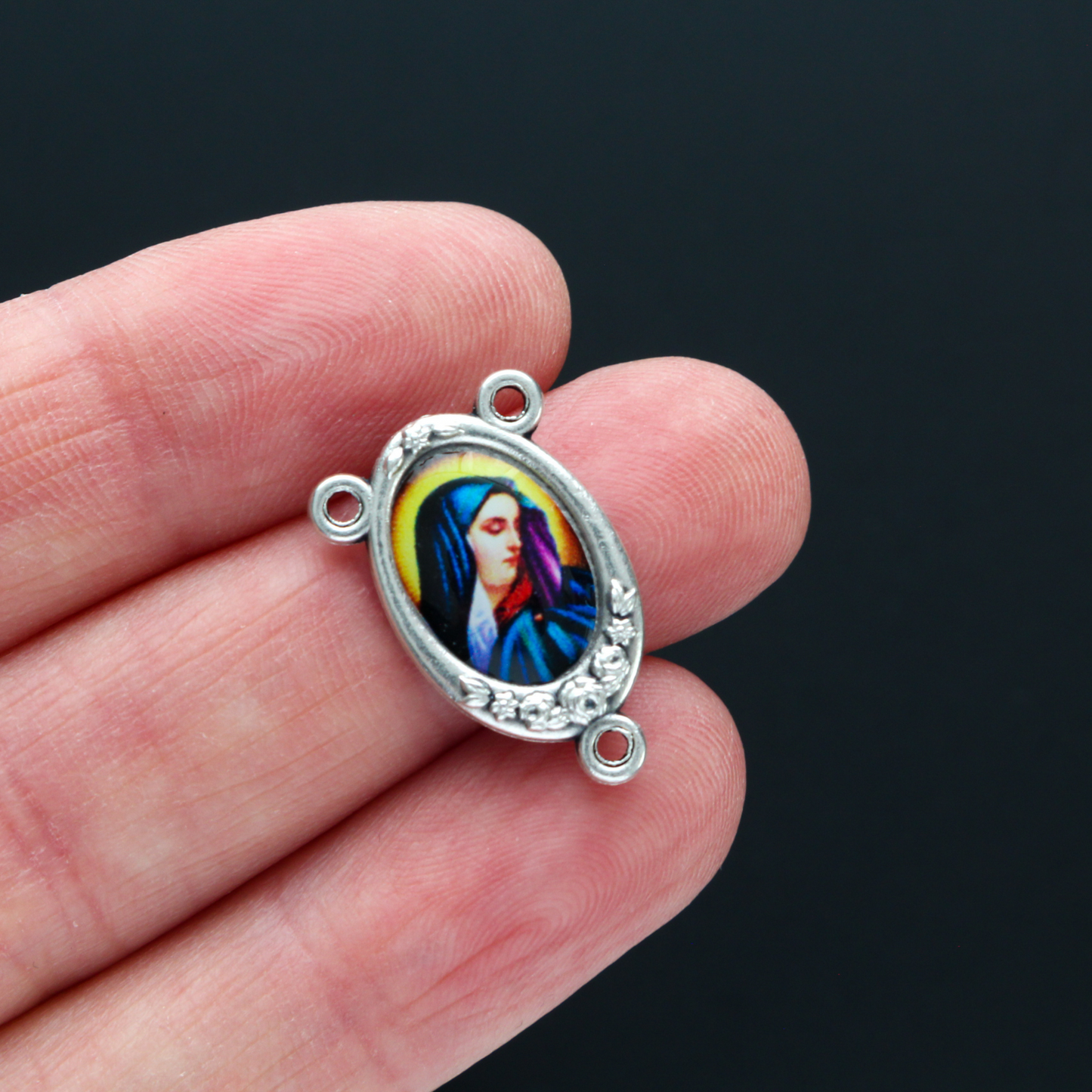 Mater Dolorosa Our Lady of Sorrows Rosary Centerpiece with Color Image