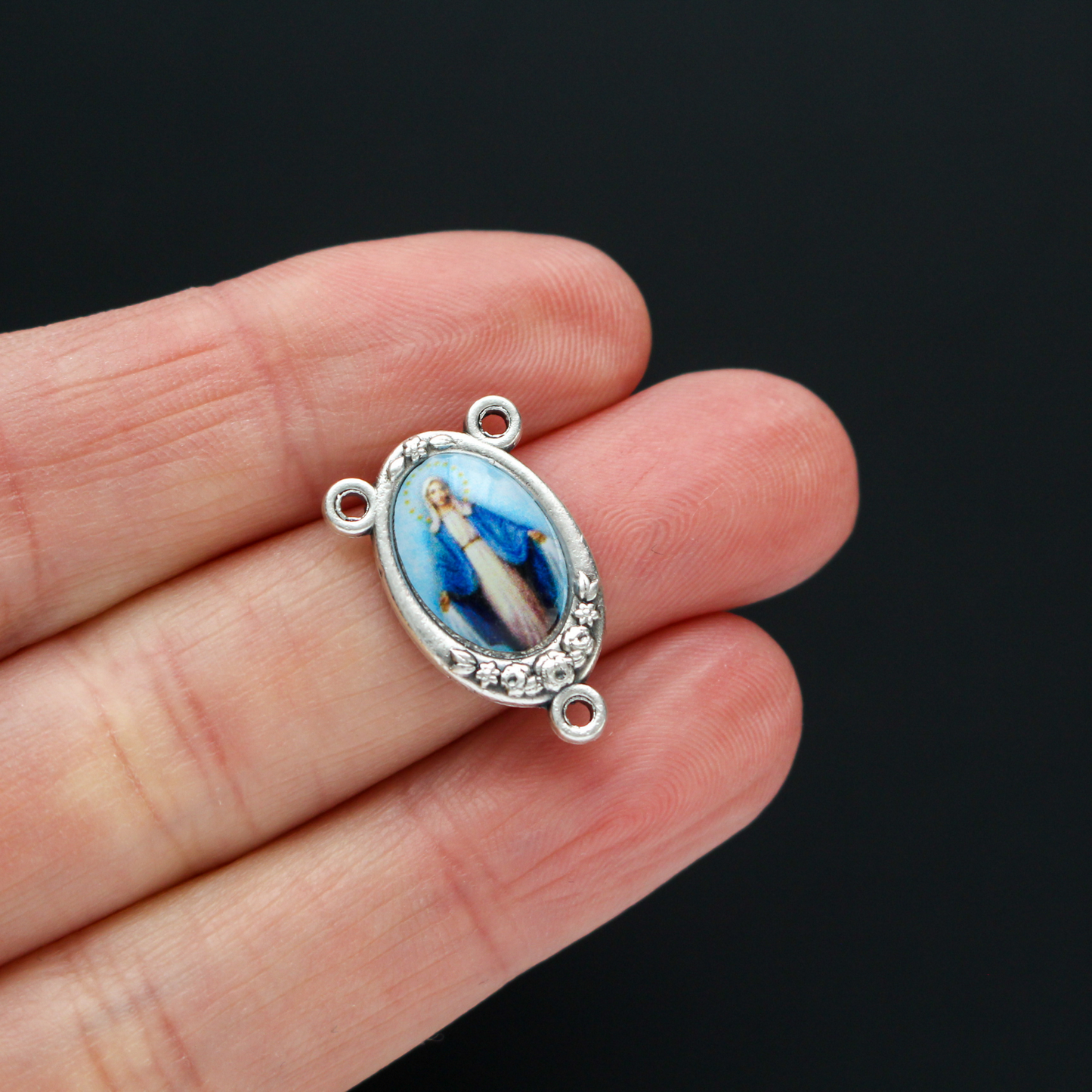 Miraculous Medal Color Image Rosary Centerpiece