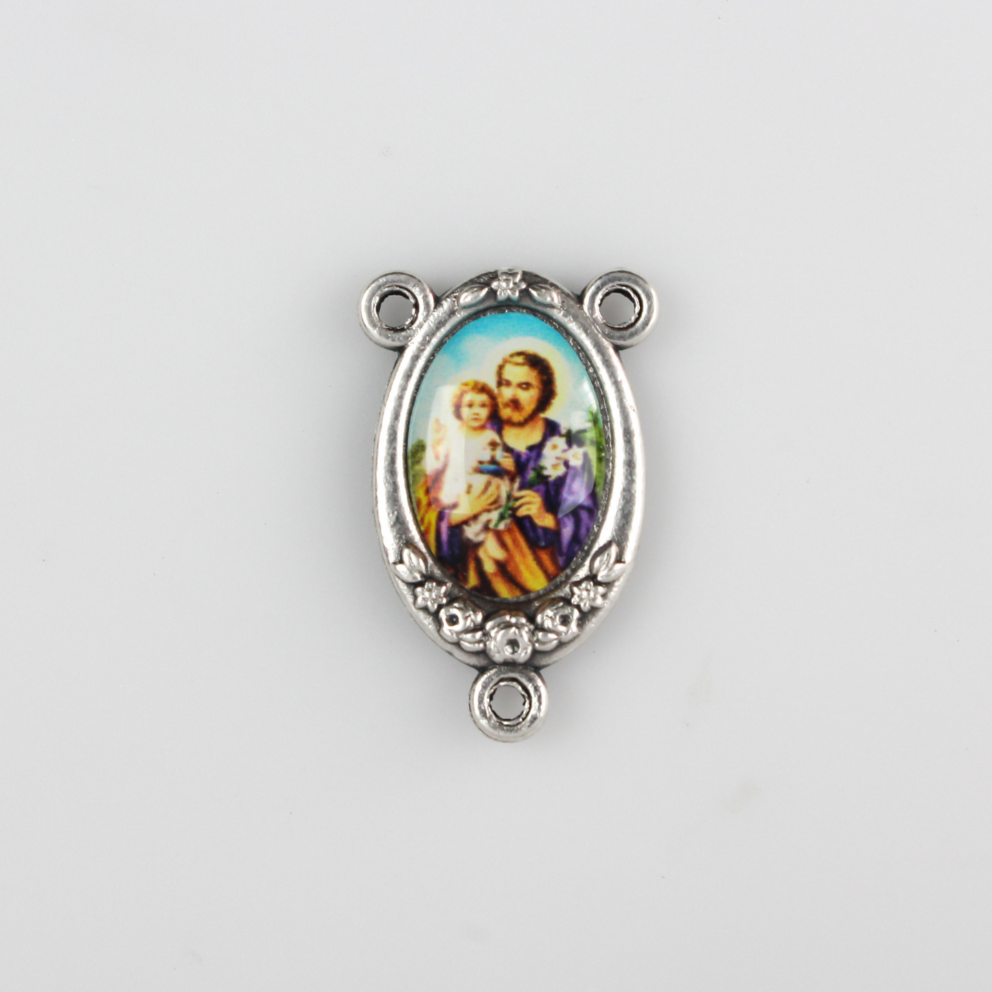 Saint Joseph Color Image Rosary Centerpiece - Patron Saint of Fathers