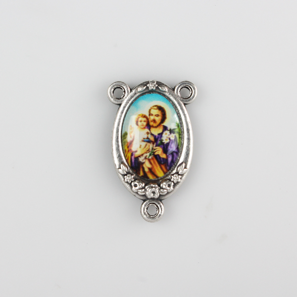 Saint Joseph Color Image Rosary Centerpiece - Patron Saint of Fathers - Jubilee Year of St. Joseph