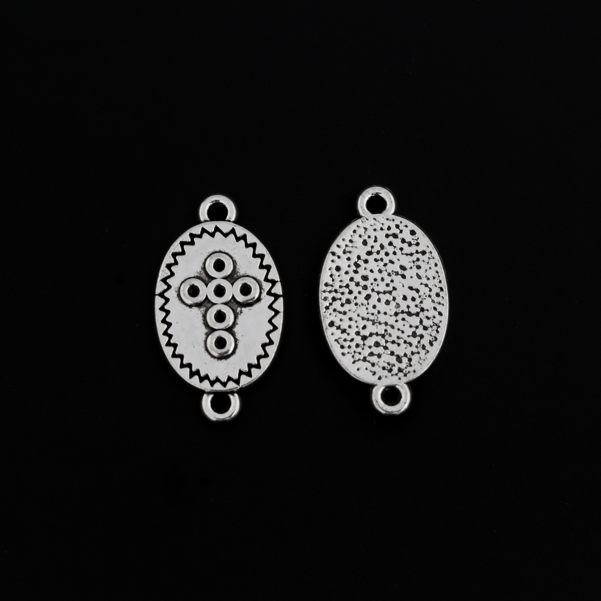 Silver-tone cross connectors, 19mmx11mm