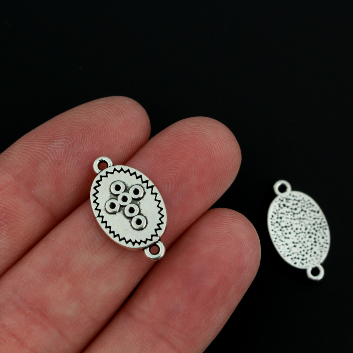Silver-tone cross connectors, 19mmx11mm
