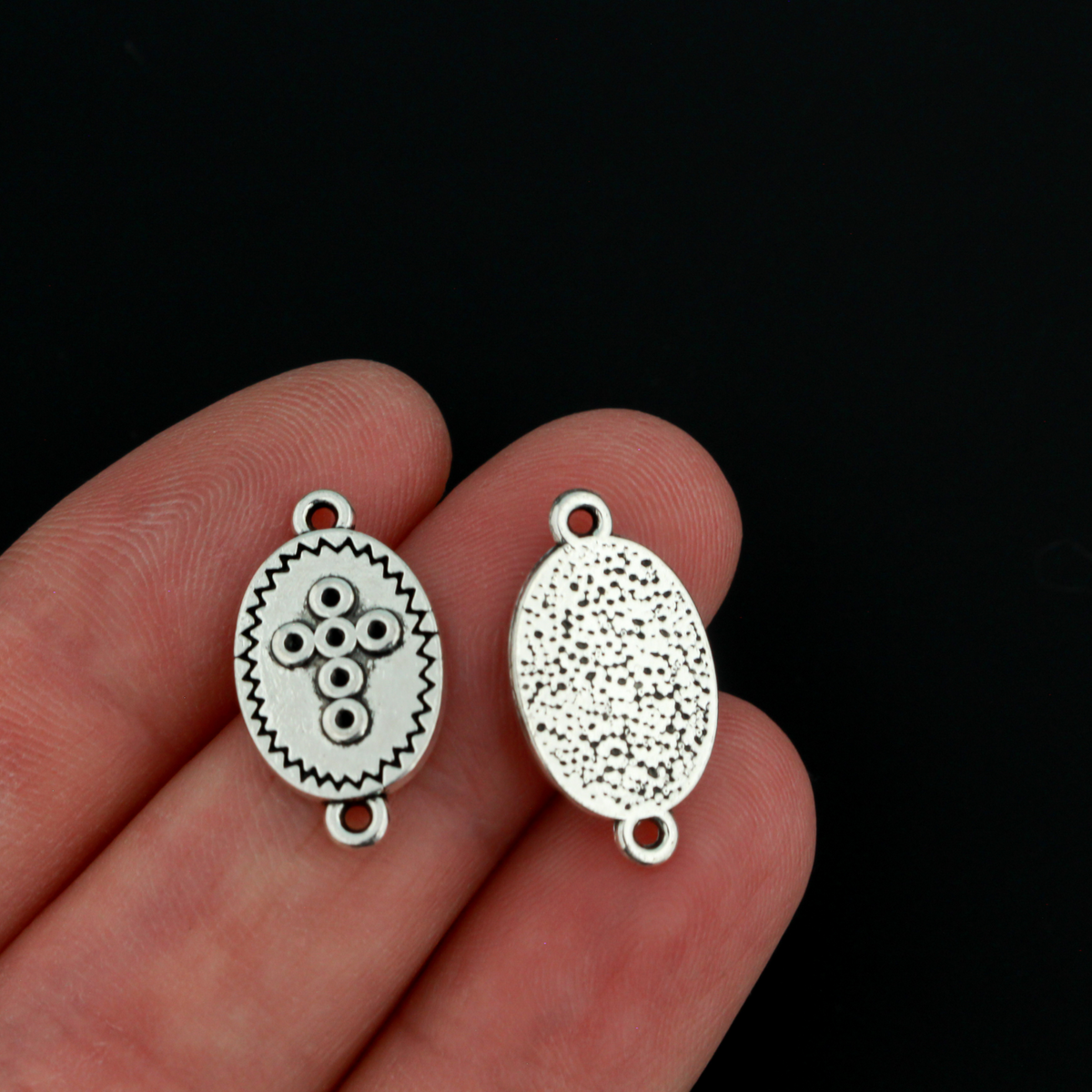 Silver-tone cross connectors, 19mmx11mm