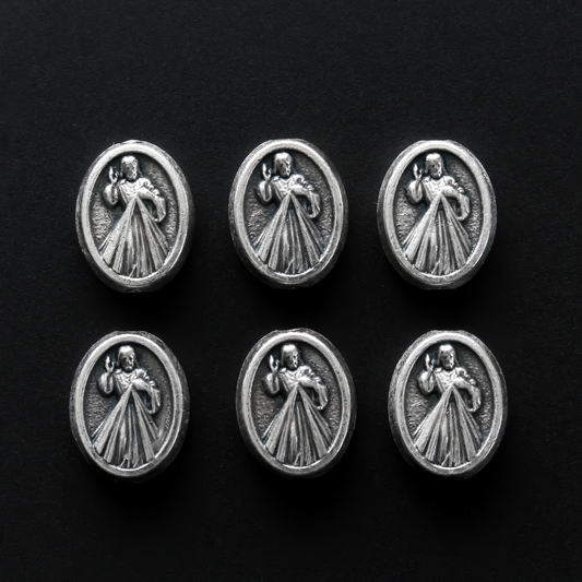 divine mercy rosary beads 9mm long silver tone color
